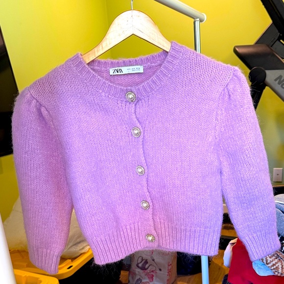 Zara Lavender Button-Up Cardigan - Picture 1 of 6